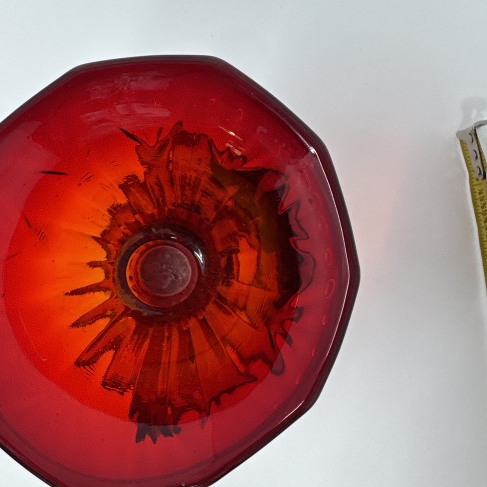 Vintage Fenton Ruby Red/Amberina Glass Cornucopia Candlestick - Picture 5 of 9